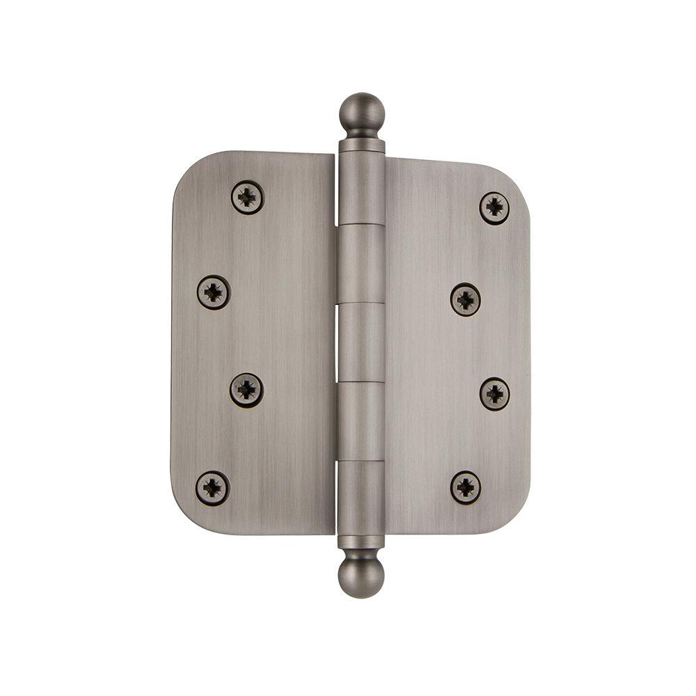 4 in. Ball Tip Residential Hinge with Square Corners in Antique Brass - Super Arbor