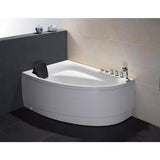 59 in. Acrylic Right Drain Corner Apron Front Whirlpool Bathtub in White - Super Arbor