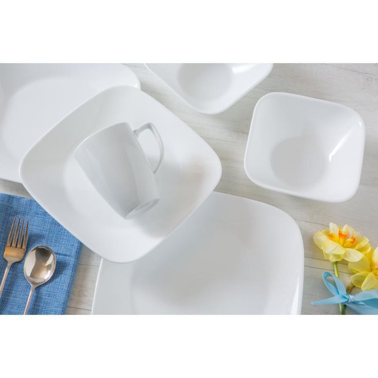16-Piece Patterned White Glass Dinnerware Set (Service for 4)