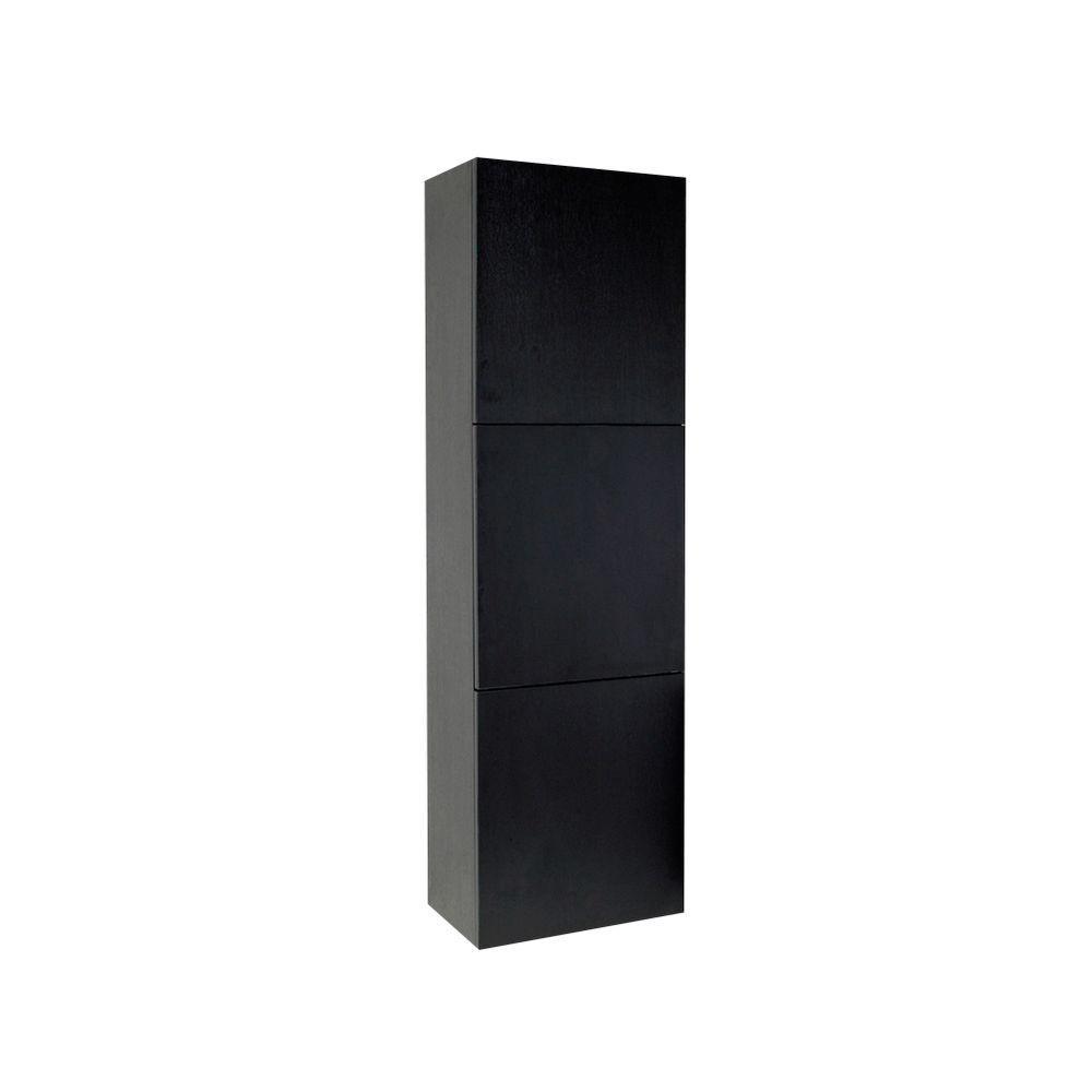 17-3/4 in. W x 59 in. H x 12 in. D 3-Door Bathroom Linen Storage Cabinet in Black - Super Arbor
