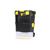 9-1/2 in. and 12-3/4 in. D (2-Tiered) Storage Toolbox with Foldable Auto-Locking Handle in Black - Super Arbor
