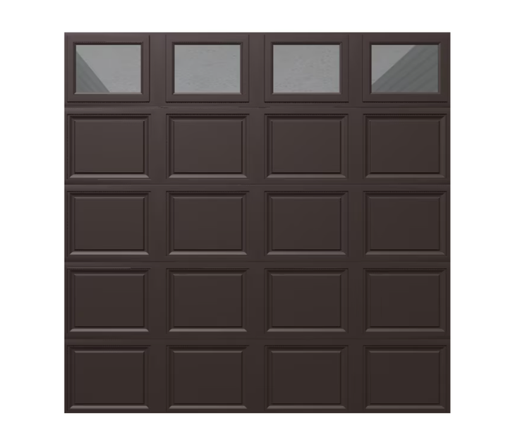 Wayne Dalton Classic Steel Model 9100 9-ft x 8-ft Insulated Brown Single Garage Door with Windows