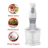 2-Speed White Hand Mixer Blender and Food Processor with Balloon Whisk