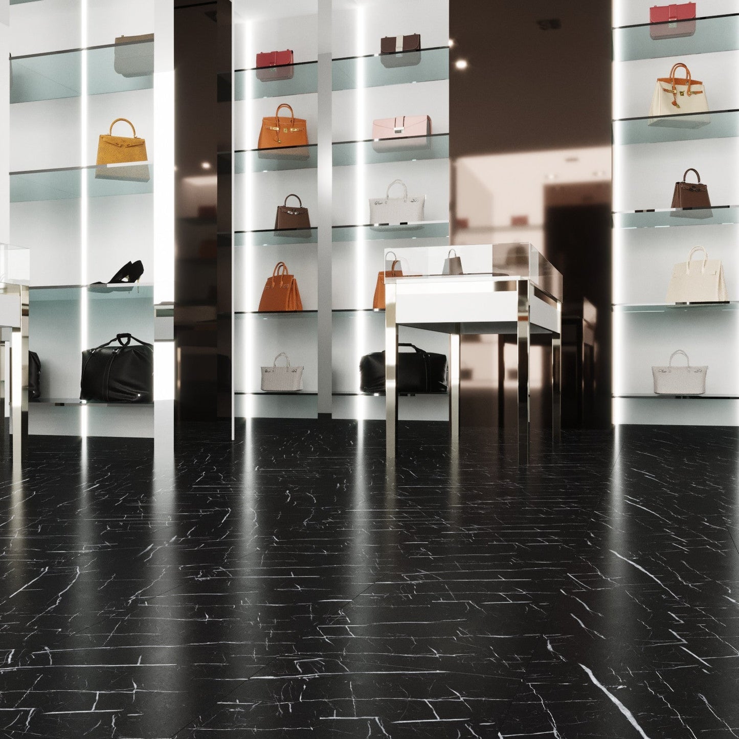 Lucida USA GlueCore Classic Blackrock 12 in. x 24 in. (3 mm) Waterproof Luxury Vinyl Tile, Glue Down, 22 mil Wear Layer – 36 sq ft/Box