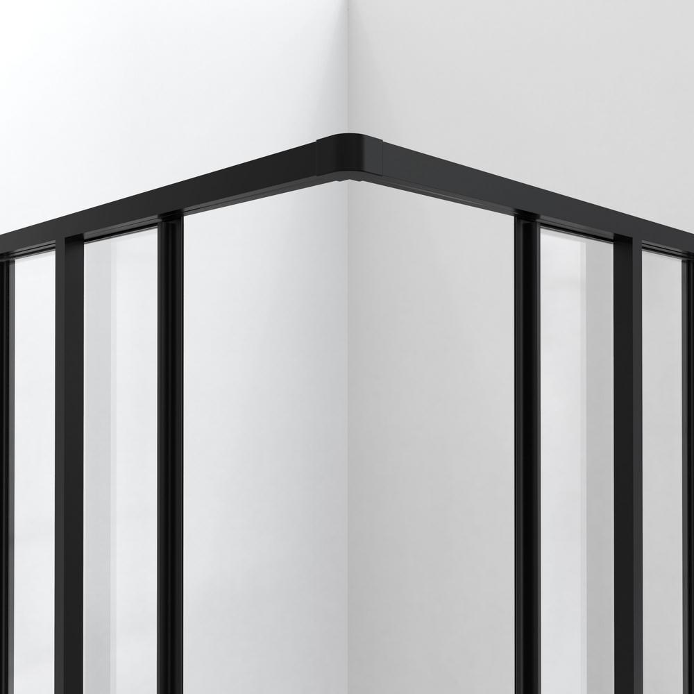 Cornerview 36 in. D x 36 in. W Framed Sliding Shower Kit in Satin Black with Shower Base in White, Corner Drain - Super Arbor
