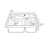 Drop-In/Undermount Solid Surface 25 in. 1-Hole 60/40 Double Bowl Kitchen Sink in Black Galaxy