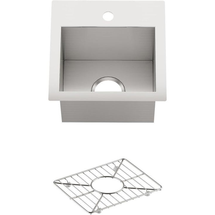 Vault Dual Mount 15 in. Stainless Steel Single Hole Bar Sink