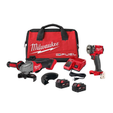 Milwaukee M18 FUEL 18V Brushless Cordless Grinder & 3/8 in. Impact Wrench Combo Kit with M12 Die Grinder & 2.0Ah Battery