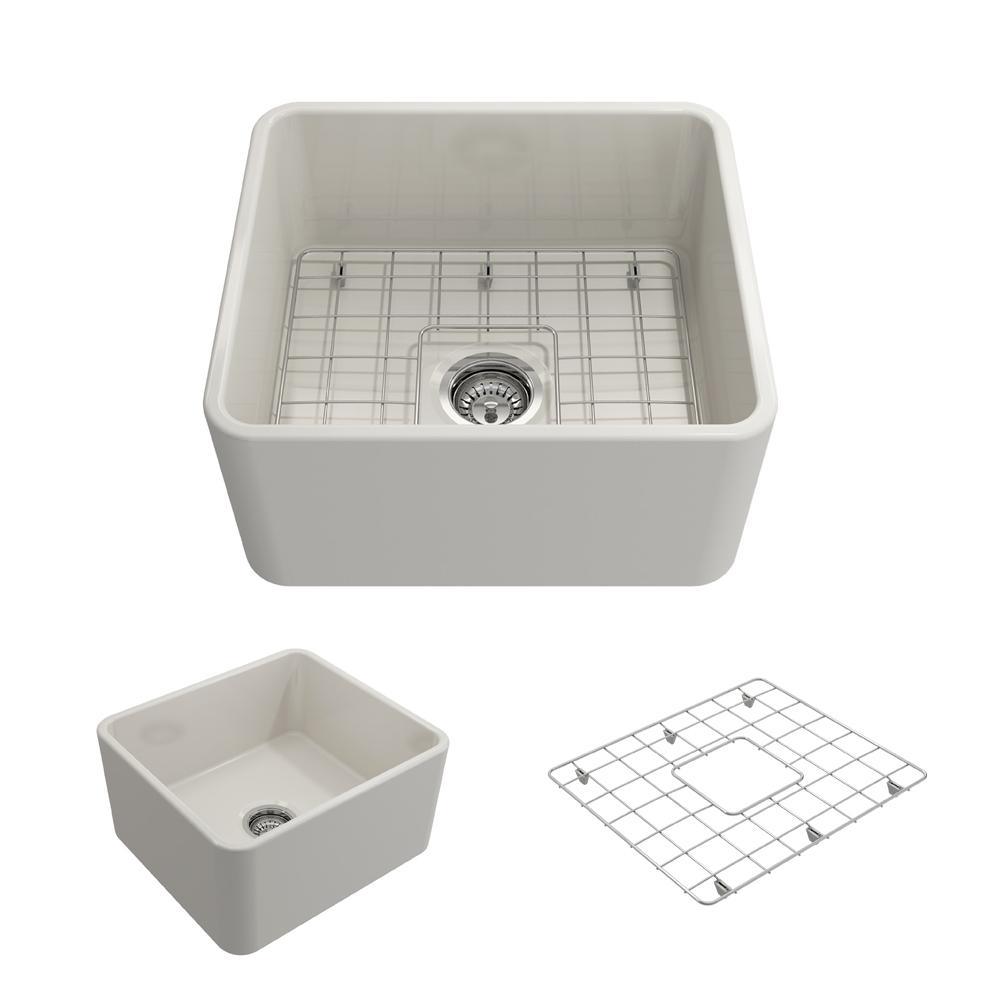 Classico Farmhouse Apron Front Fireclay 30 in. Single Bowl Kitchen Sink with Bottom Grid and Strainer in White - Super Arbor