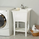 Ergo Tub Freestanding 24 in. x 24 in. Complete Laundry Work Center in White, with Non-Metallic Pull-Out Faucet in Chrome - Super Arbor