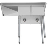 Freestanding Stainless Steel 43 in. 2-Hole Double Bowl Commercial Kitchen Sink
