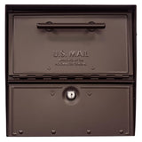 Oasis Eclipse Rubbed Bronze Post Mount Locking Parcel Mailbox with Silver Flag - Super Arbor