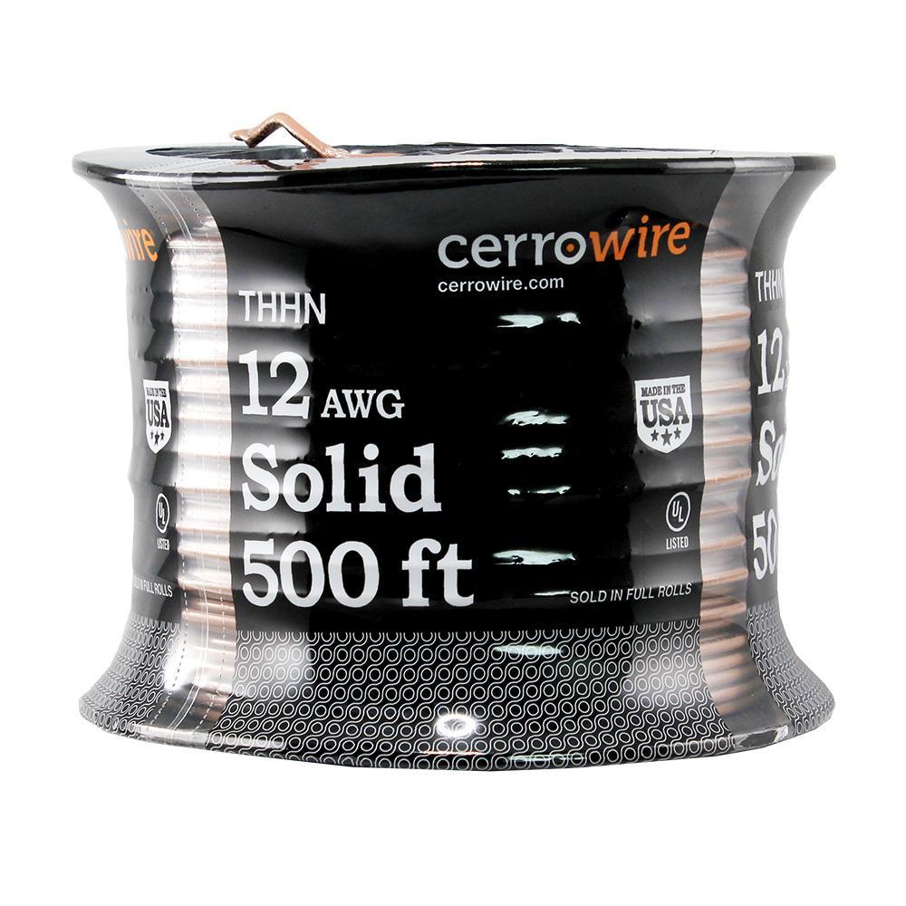 500 ft. 12/1 Black Solid THHN Wire - Super Arbor