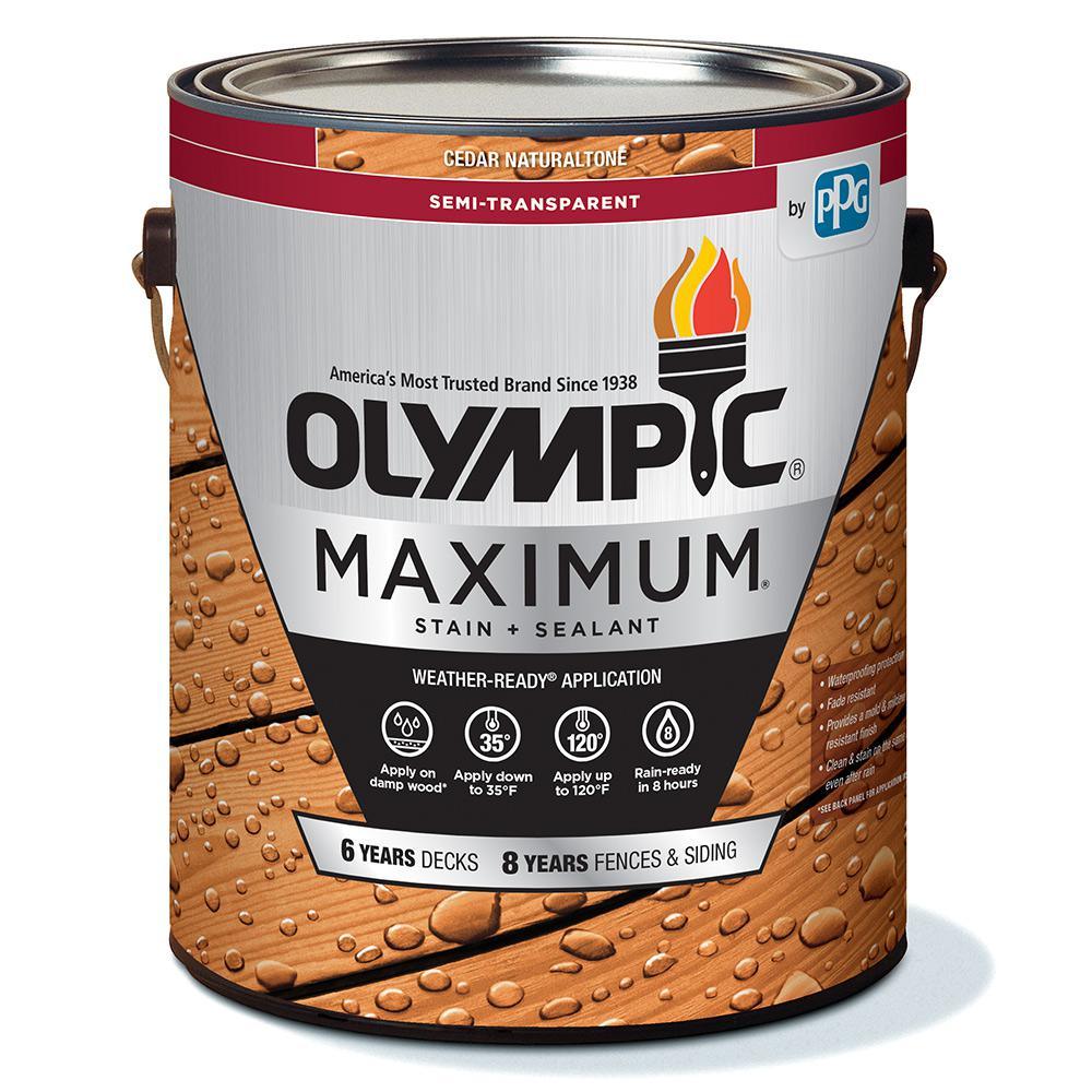 Olympic Maximum 1 gal. Cedar Naturaltone Semi-Transparent Exterior Stain and Sealant in One - Super Arbor