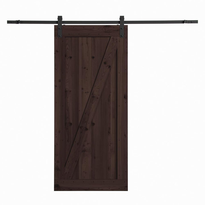 36 in. x 84 in. Canadian Hemlock Distressed Smoke Sliding Barn Door with Hardware Kit - Super Arbor