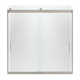 Levity 59 in. x 62 in. Semi-Frameless Sliding Tub Door in Nickel with Handle - Super Arbor