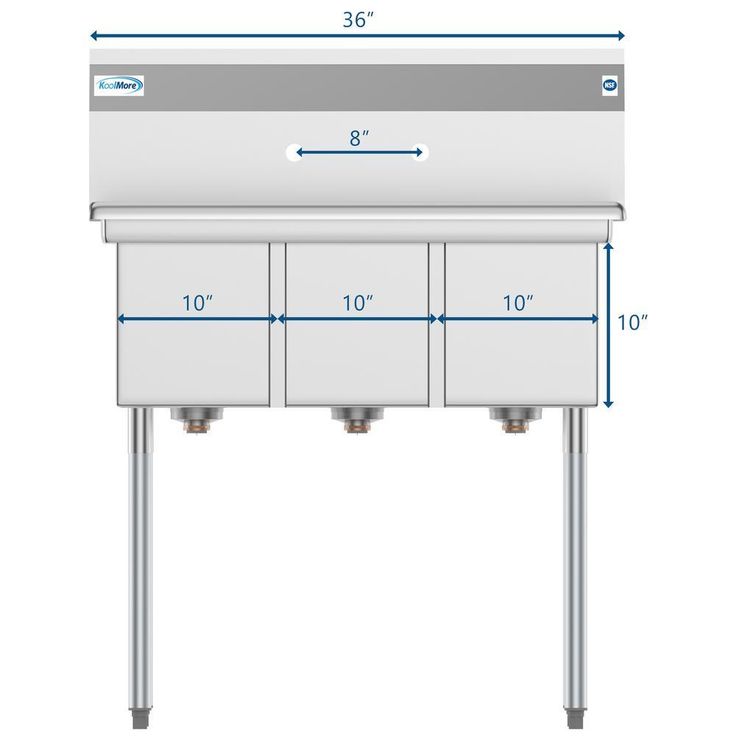 Freestanding Stainless Steel 36 in. 2-Hole Triple Bowl Commercial Kitchen Sink