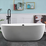 Lille 67 in. Acrylic Flatbottom Freestanding Bathtub in White - Super Arbor