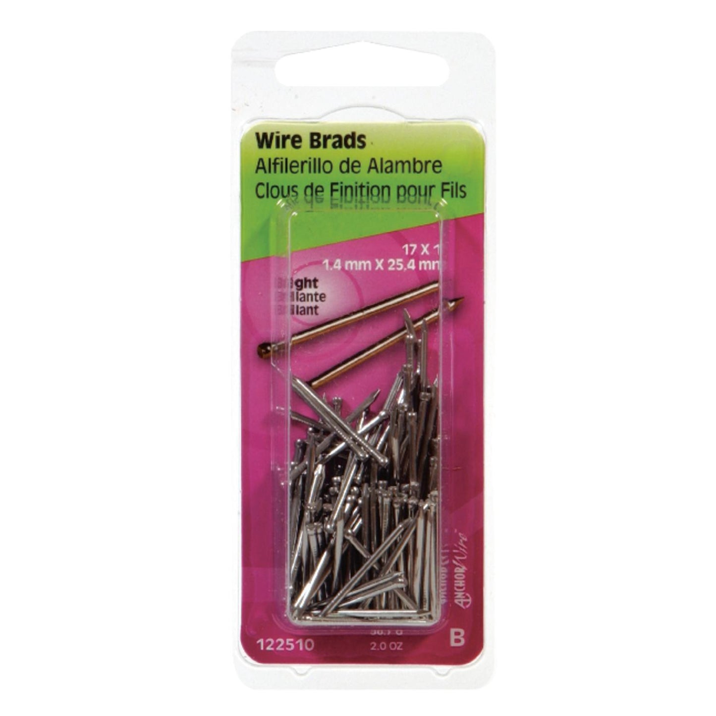 Hillman 17 Ga x 1 in Bright Steel Wire Brad Nails, 2 oz Clamshell