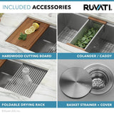 30 in. Single Bowl Undermount 16-Gauge Stainless Steel Ledge Kitchen Sink with Sliding Accessories - Super Arbor