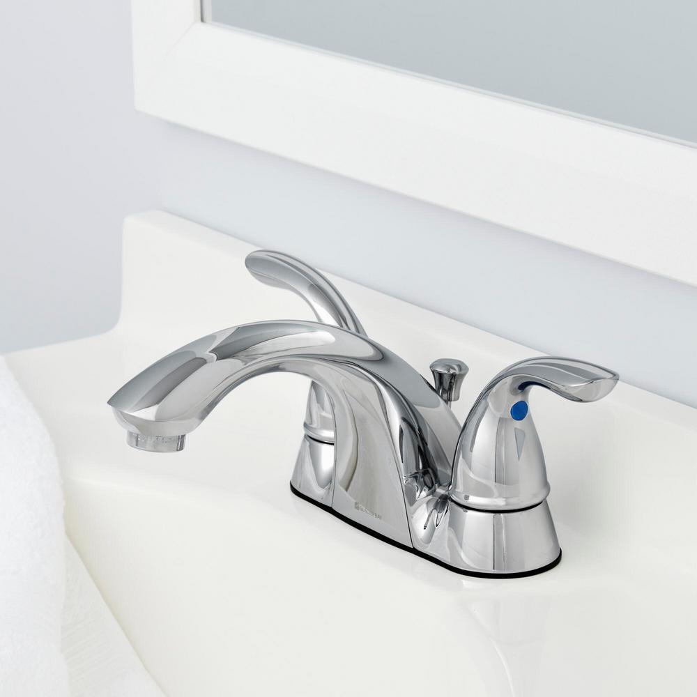 Builders 4 in. Centerset 2-Handle Low-Arc Bathroom Faucet in Chrome - Super Arbor