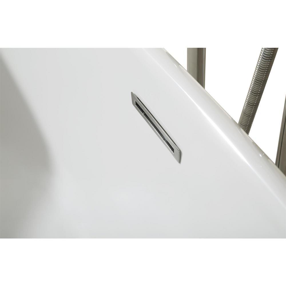 70 in. Acrylic Center Drain Oval Flat Bottom Freestanding Bathtub in White - Super Arbor