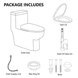 All-in-One Toilet Elongated One-Piece Dual Flush 1.28 GPF/0.88 GPF High Efficiency Skirted Toilet in White - Super Arbor