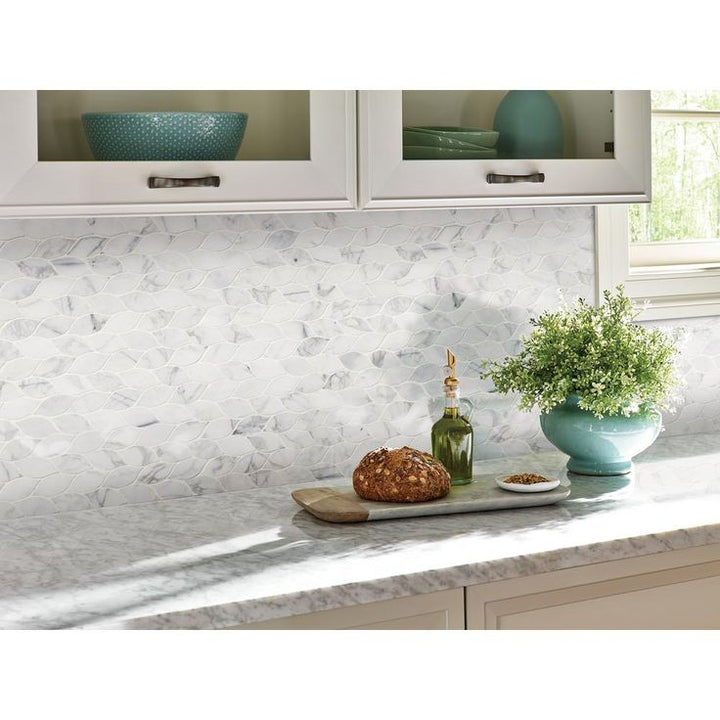 MSI Calacatta Blanco 12 in. x 13 in. x 10mm Polished Marble Mesh-Mounted Mosaic Tile (10.80 sq. ft./case)