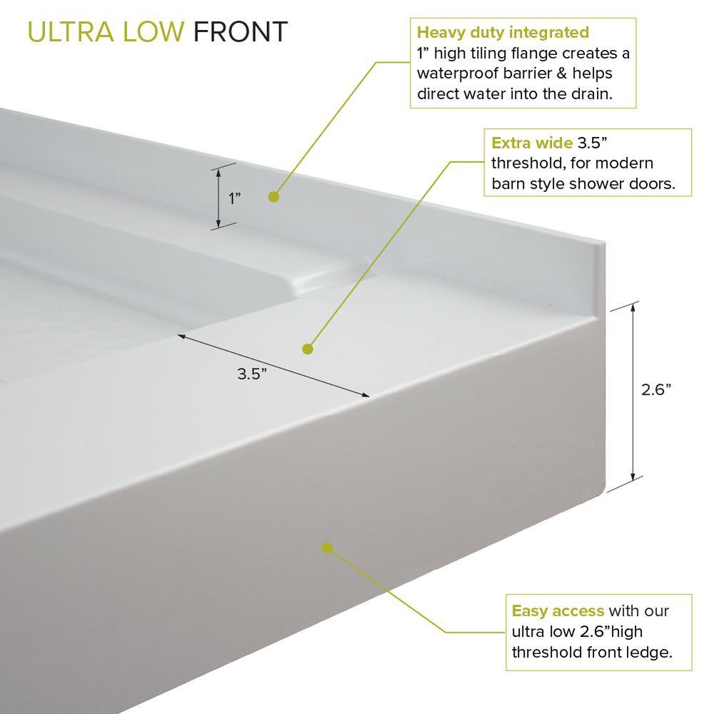 Linear 30 in. x 60 in. Single Threshold Shower Base with a Right Drain in Grey - Super Arbor