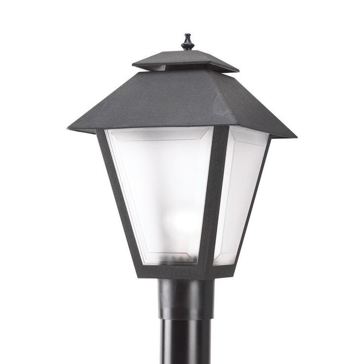 Polycarbonate Outdoor Collection 10.5 in. W.   1-Light Outdoor Black Post Light with Frosted Lens