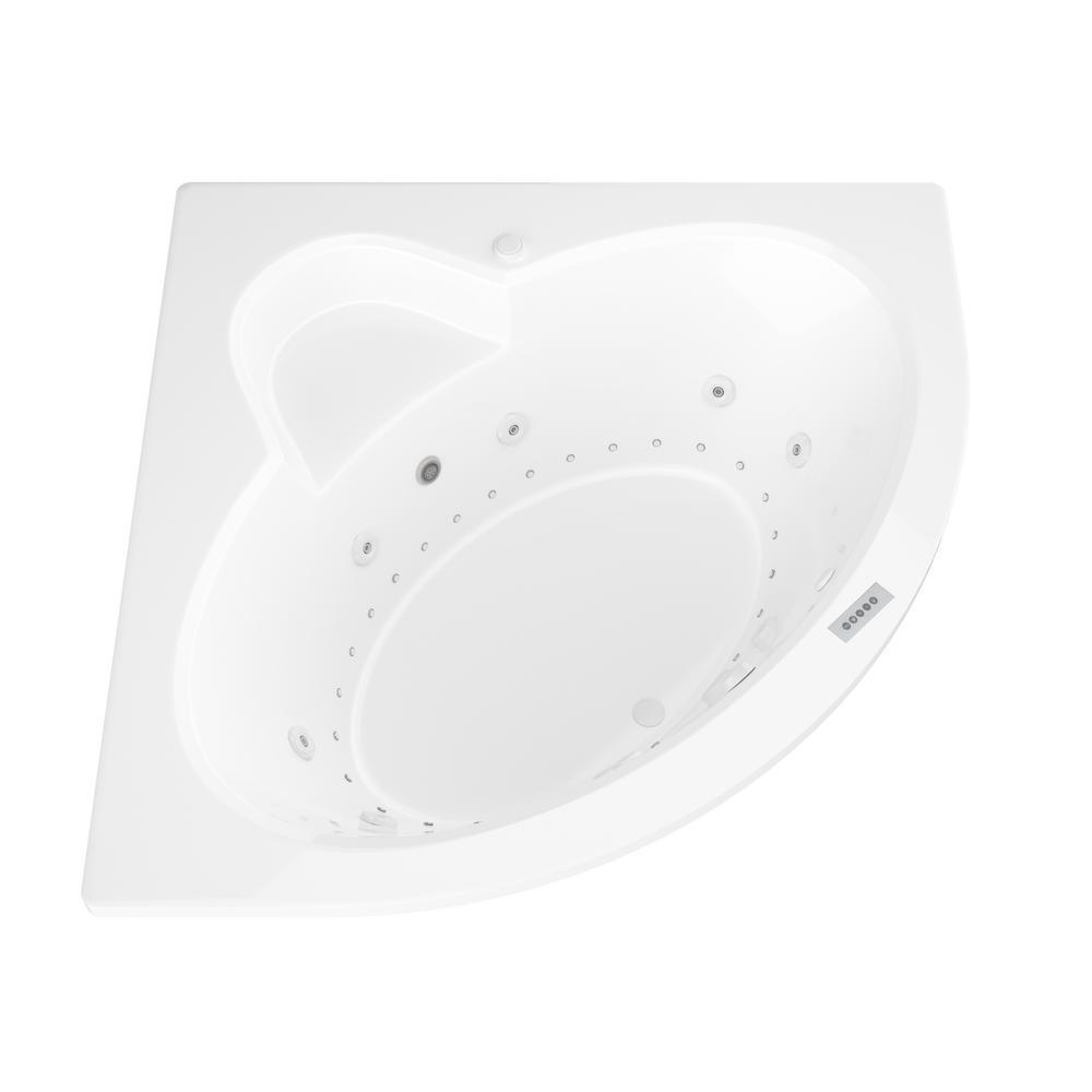 Jasper Diamond 5 ft. Acrylic Corner Drop-in Air and Whirlpool Bathtub in White - Super Arbor