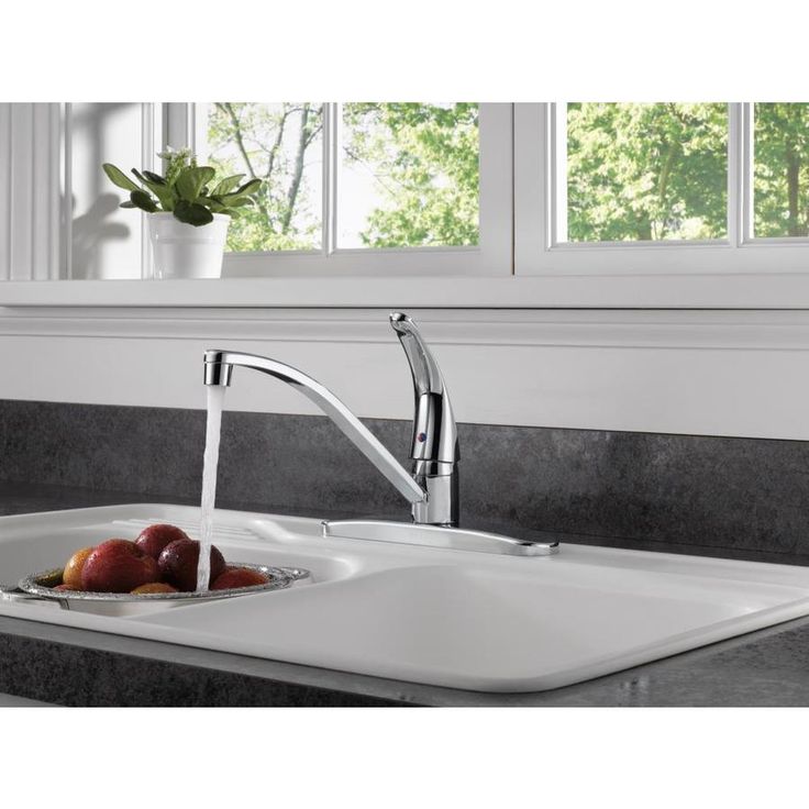 Peerless Choice Chrome 1-Handle Deck-Mount Low-Arc Handle Kitchen Faucet