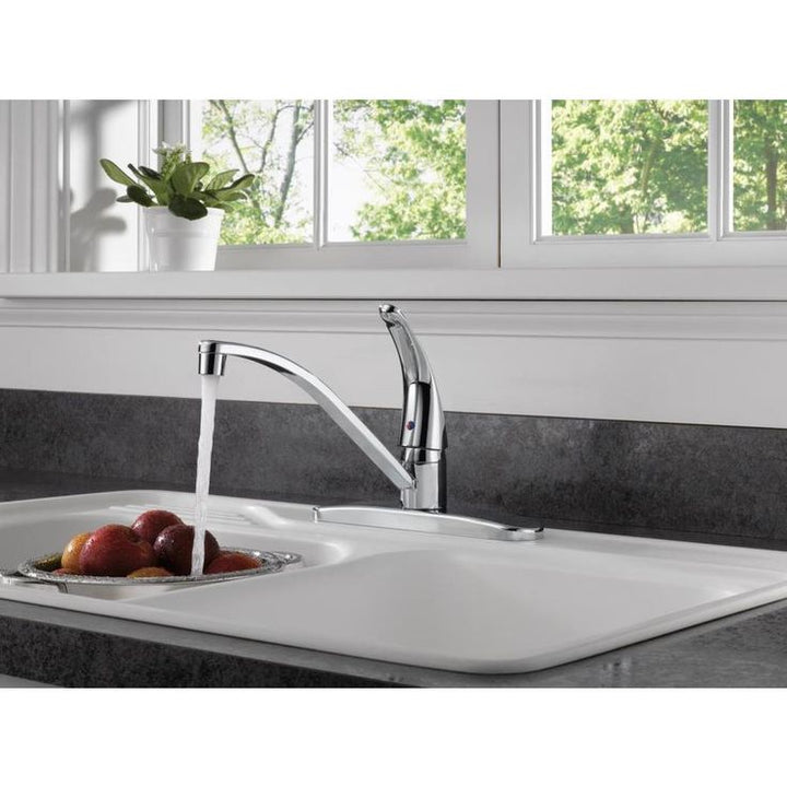 Peerless Choice Chrome 1-Handle Deck-Mount Low-Arc Handle Kitchen Faucet