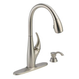 DeLuca Single-Handle Pull-Down Sprayer Kitchen Faucet with ShieldSpray Technology and Soap Dispenser in Stainless - Super Arbor