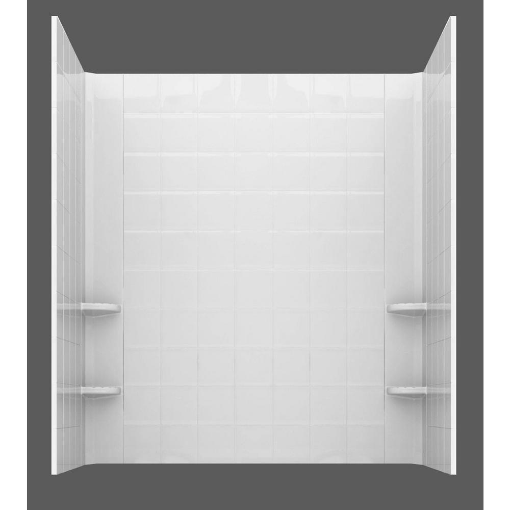 Rampart Nova Heated 5 ft. Walk-in Whirlpool and Air Bathtub with 6 in. Tile Easy Up Adhesive Wall Surround in White - Super Arbor