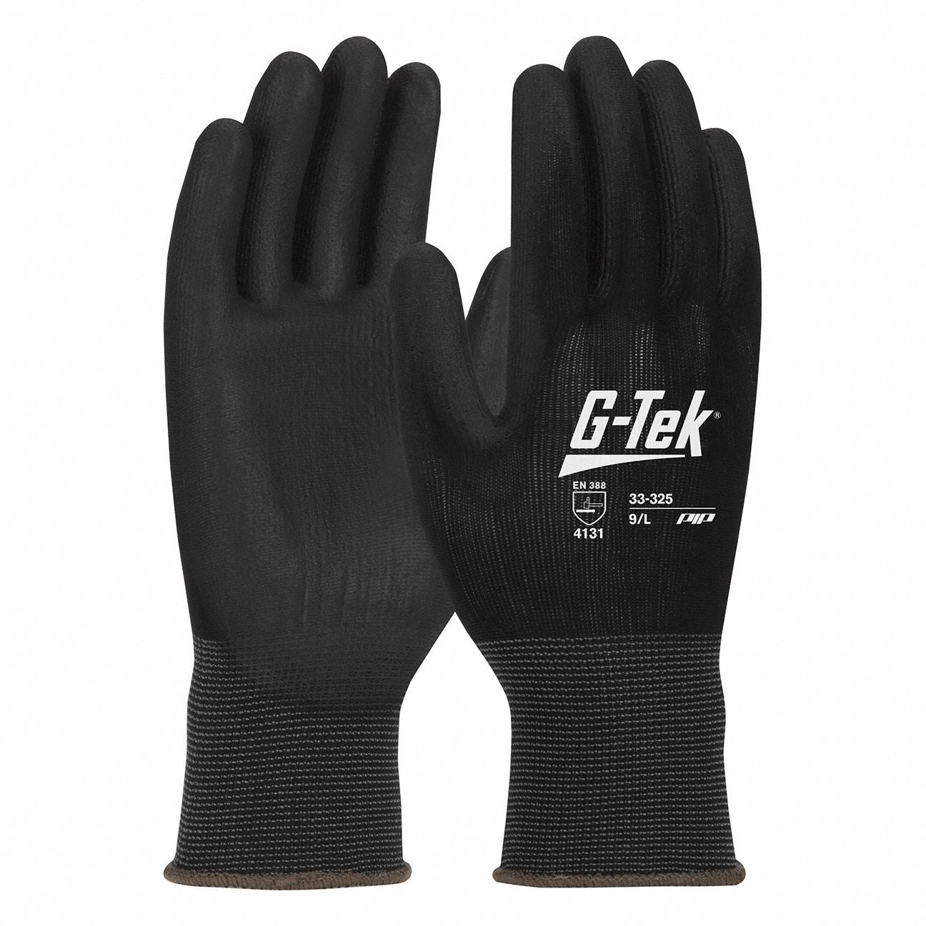 PIP G-Tek 33-325 Coated Gloves - Small, Polyurethane Palm, Black, 12 Pack