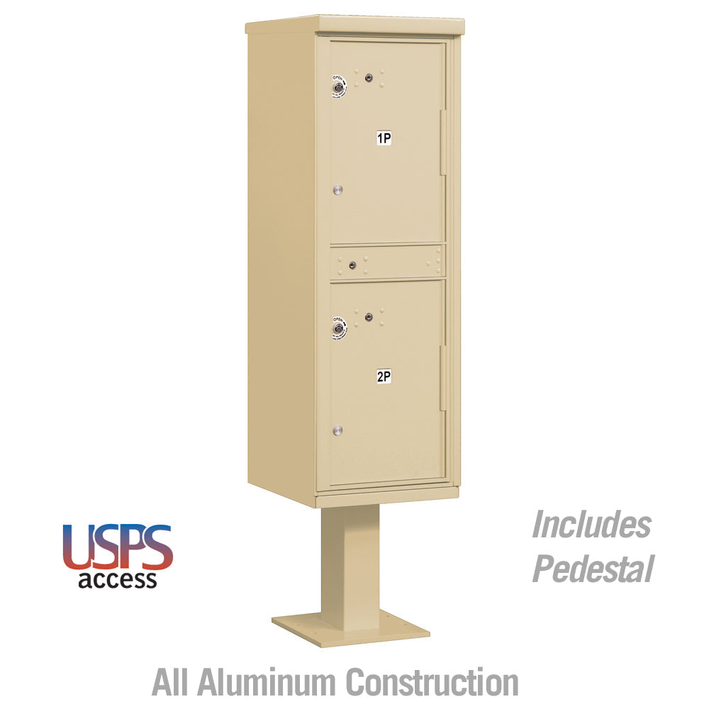 Outdoor Parcel Locker with 2 Compartments in Sandstone for USPS Access