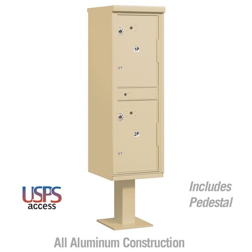 Outdoor Parcel Locker with 2 Compartments in Sandstone with USPS Access