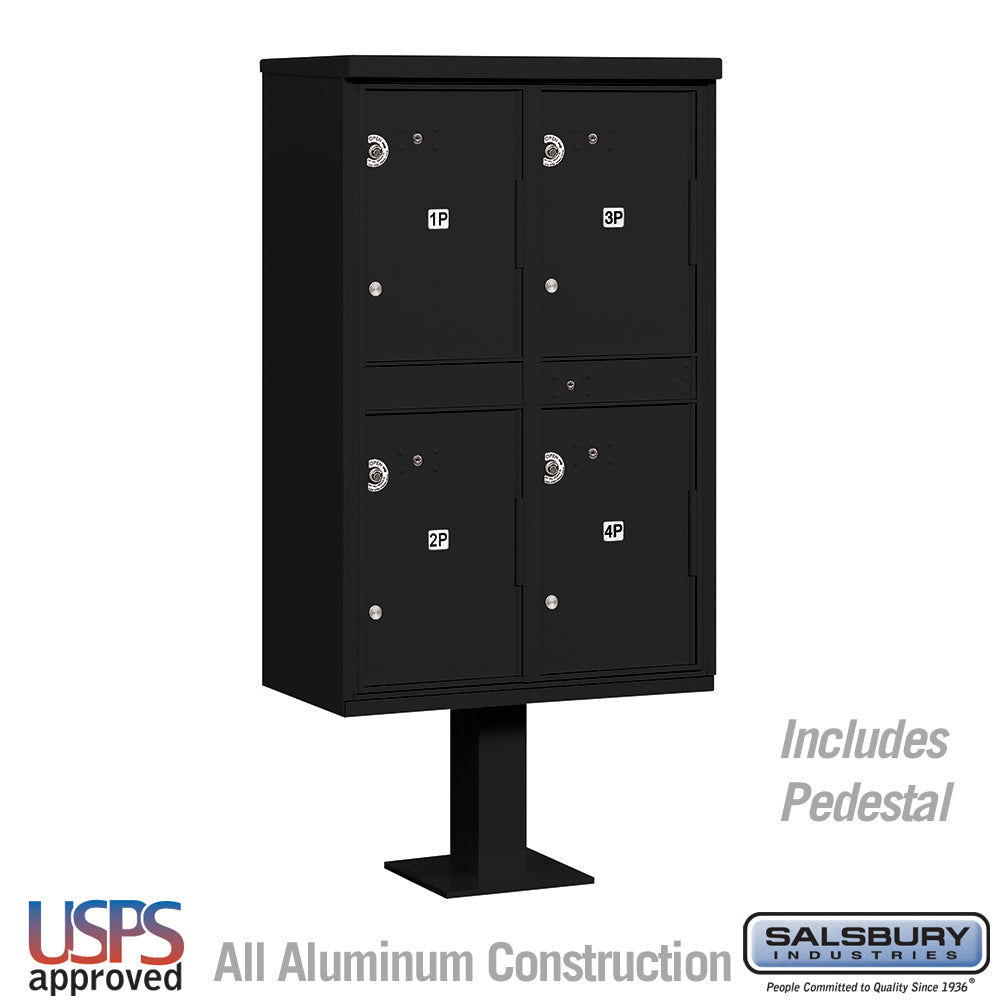 Outdoor Parcel Locker with 4 Compartments in Black for USPS Access