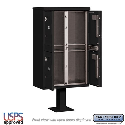 Outdoor Parcel Locker with 4 Compartments in Black for USPS Access