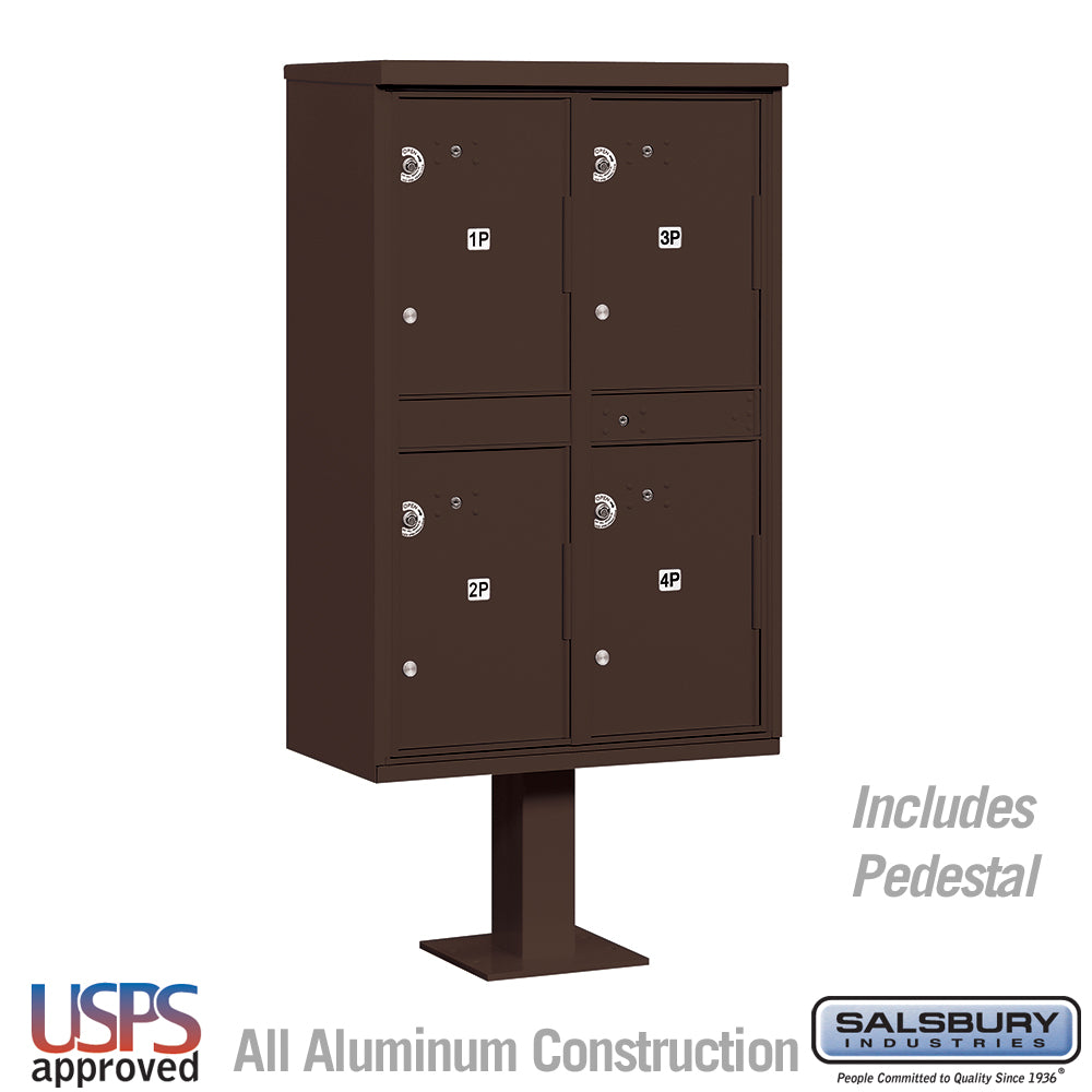 Outdoor Parcel Locker with 4 Compartments in Bronze - USPS Approved