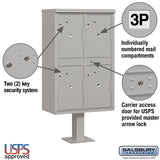 Outdoor Parcel Locker with 4 Compartments in Gray with USPS Access