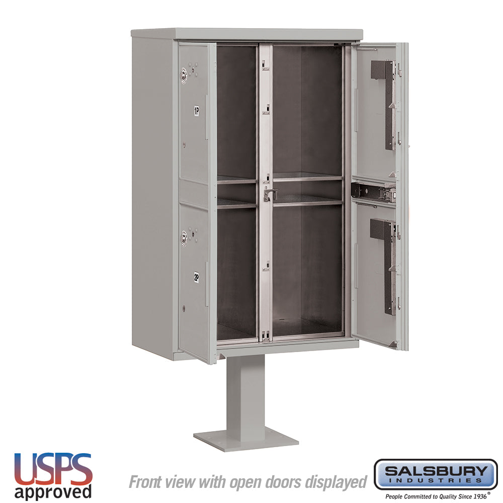 Outdoor Parcel Locker with 4 Compartments in Gray with USPS Access