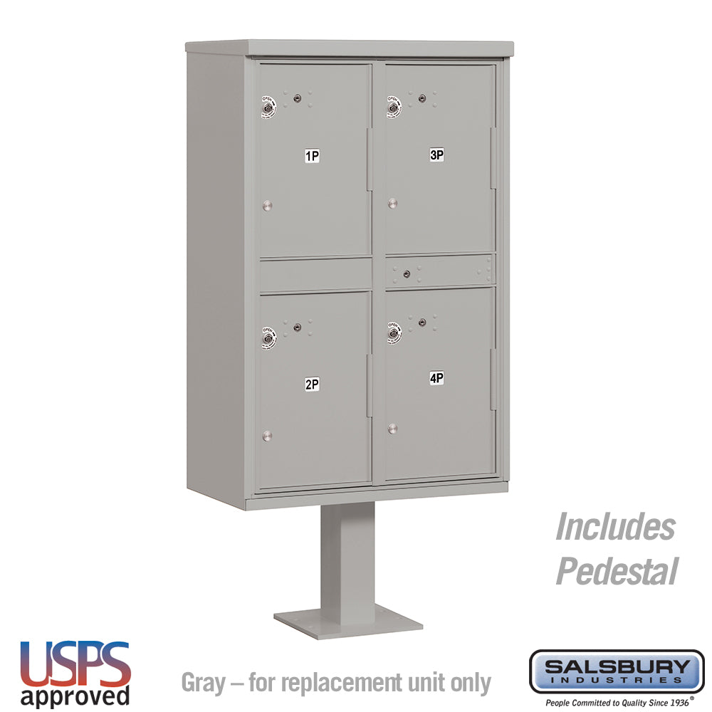 Outdoor Parcel Locker with 4 Compartments in Gray with USPS Access