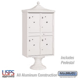 Regency Decorative Outdoor Parcel Locker with 4 Compartments in White and USPS Access