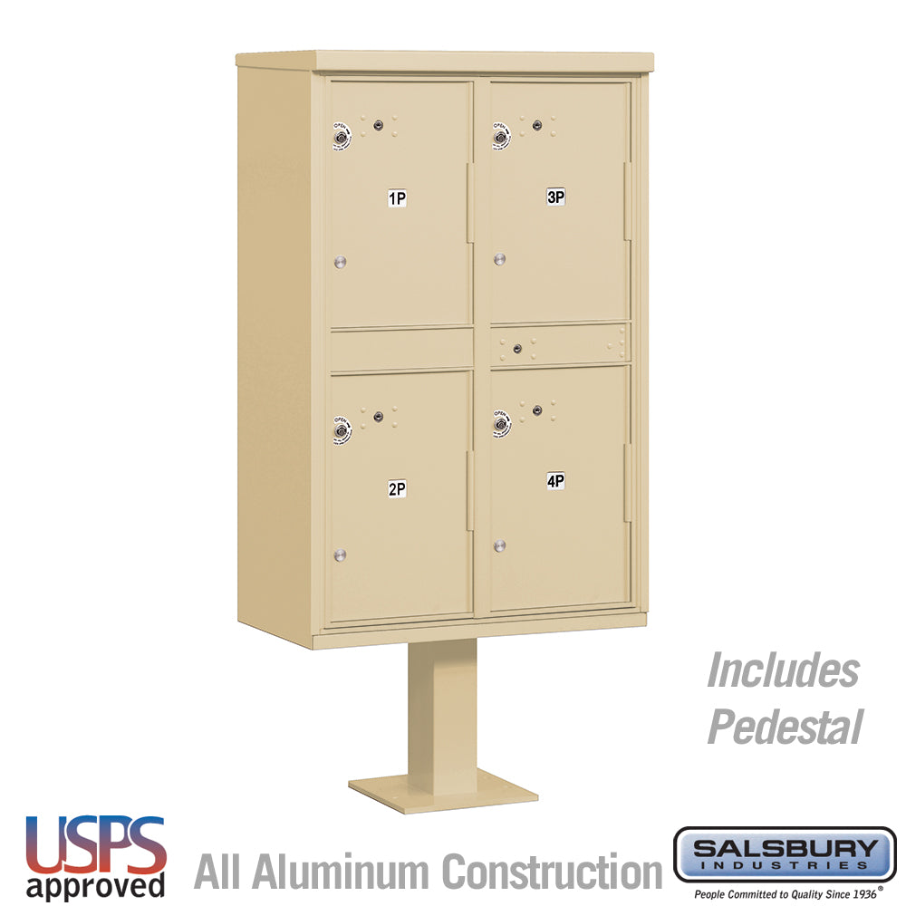Outdoor Parcel Locker with 4 Compartments in Sandstone - USPS Approved
