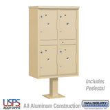 Outdoor Parcel Locker with 4 Compartments in Sandstone - USPS Approved