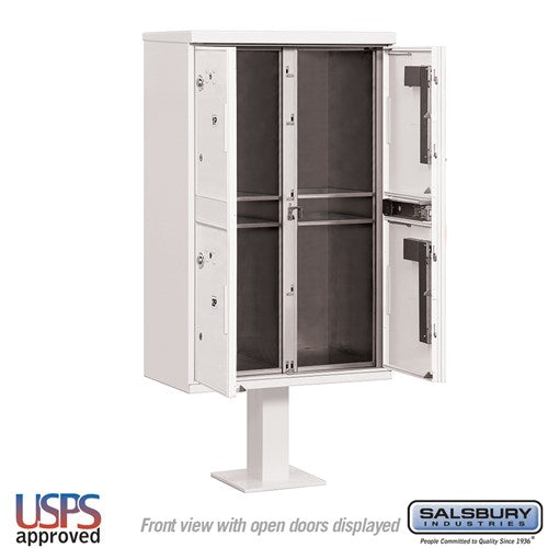 Outdoor Parcel Locker with 4 Compartments in White for Secure Package Storage