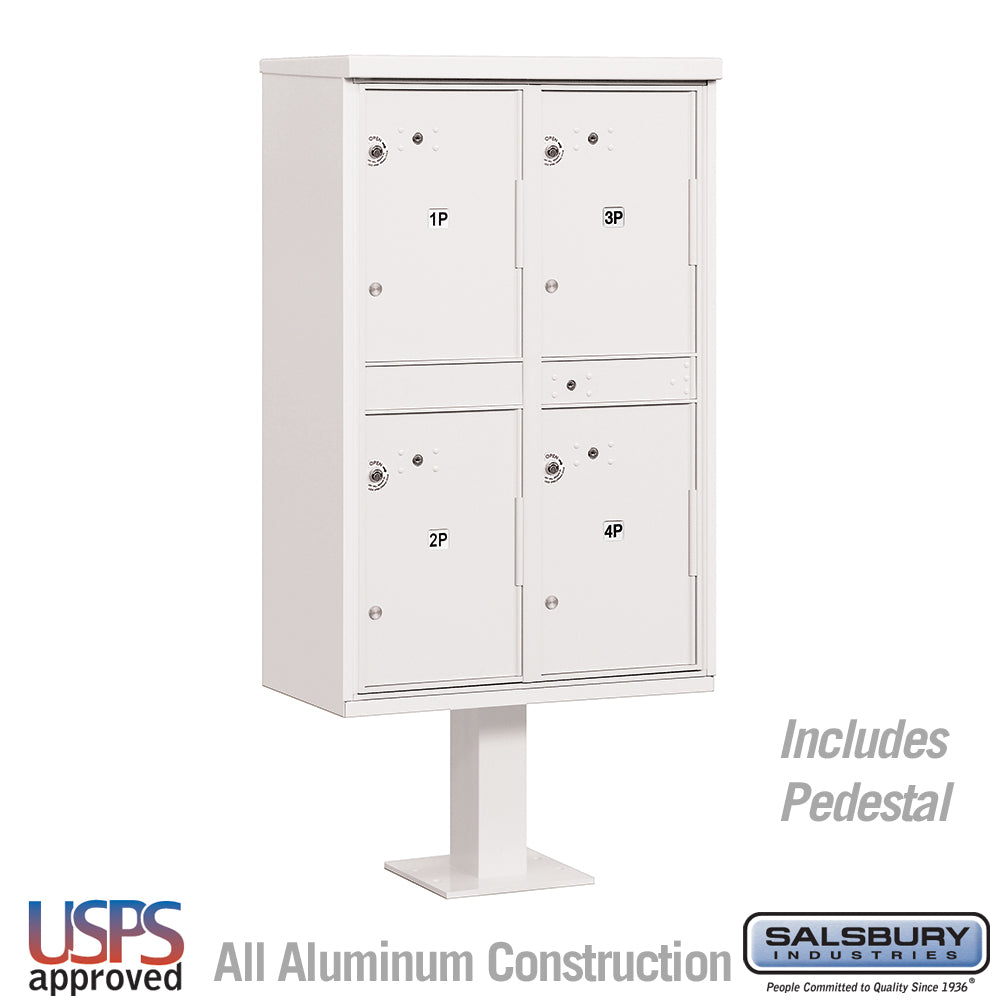 Outdoor Parcel Locker with 4 Compartments in White for Secure Package Storage