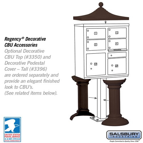 Cluster Box Unit with 4 Doors and 2 Parcel Lockers in Bronze with USPS Access